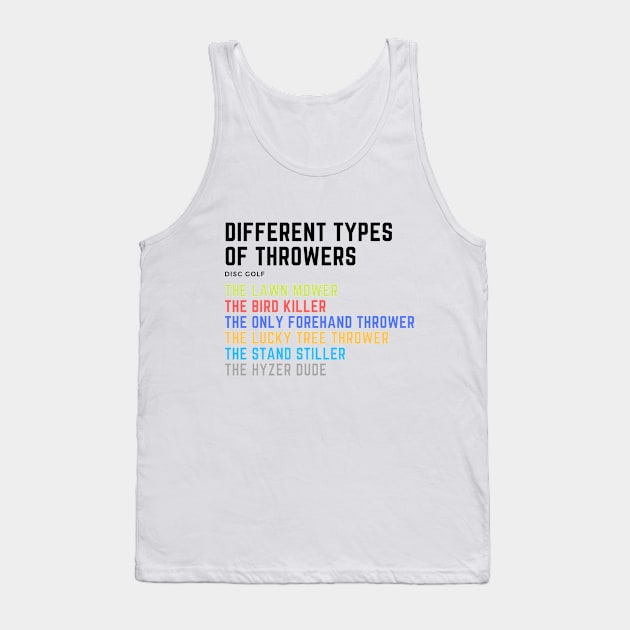 Disc golf - types of throwers Tank Top by Zodde art